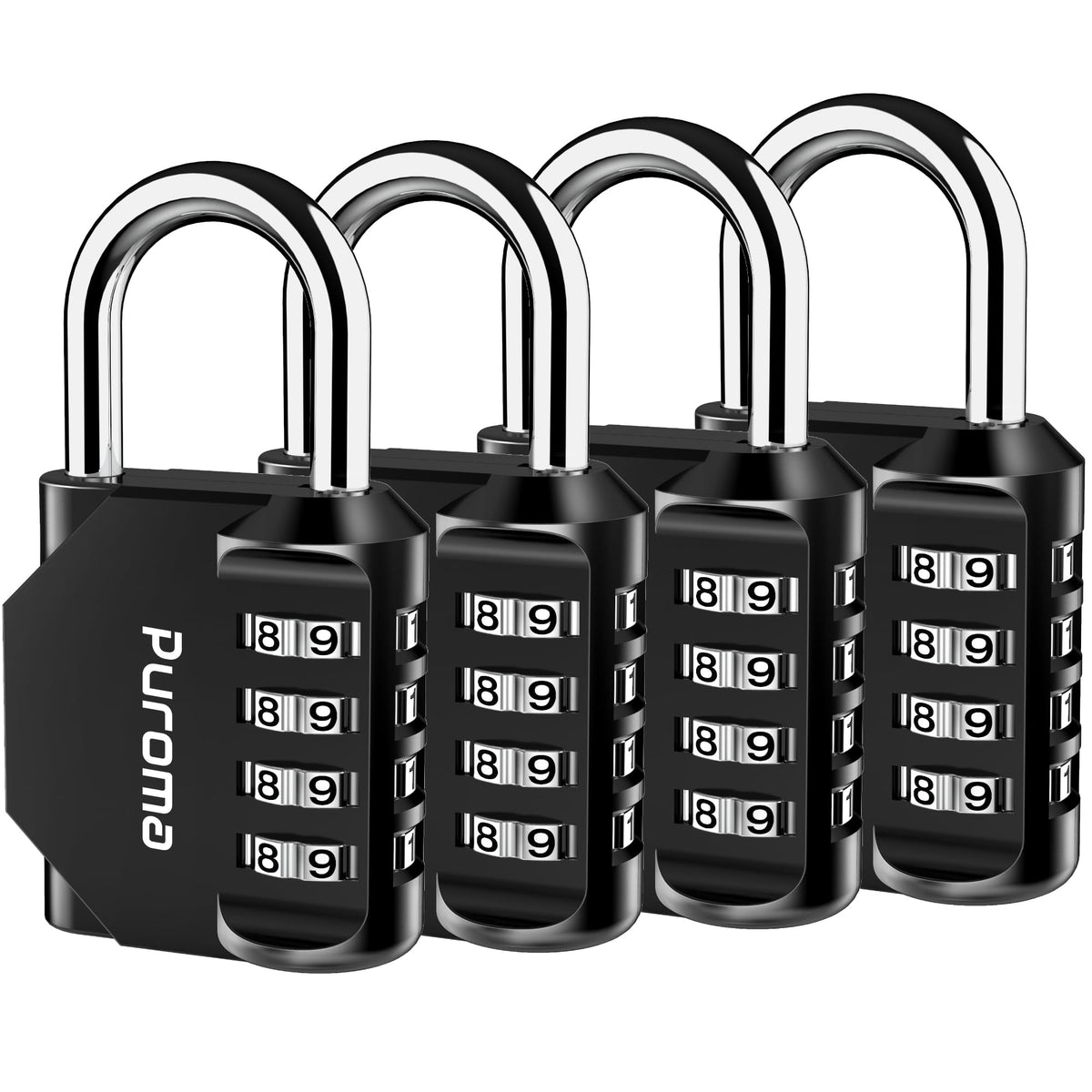 Puroma 2 Pack Combination Lock Locker 4 Digits Combo Padlock Gym Black