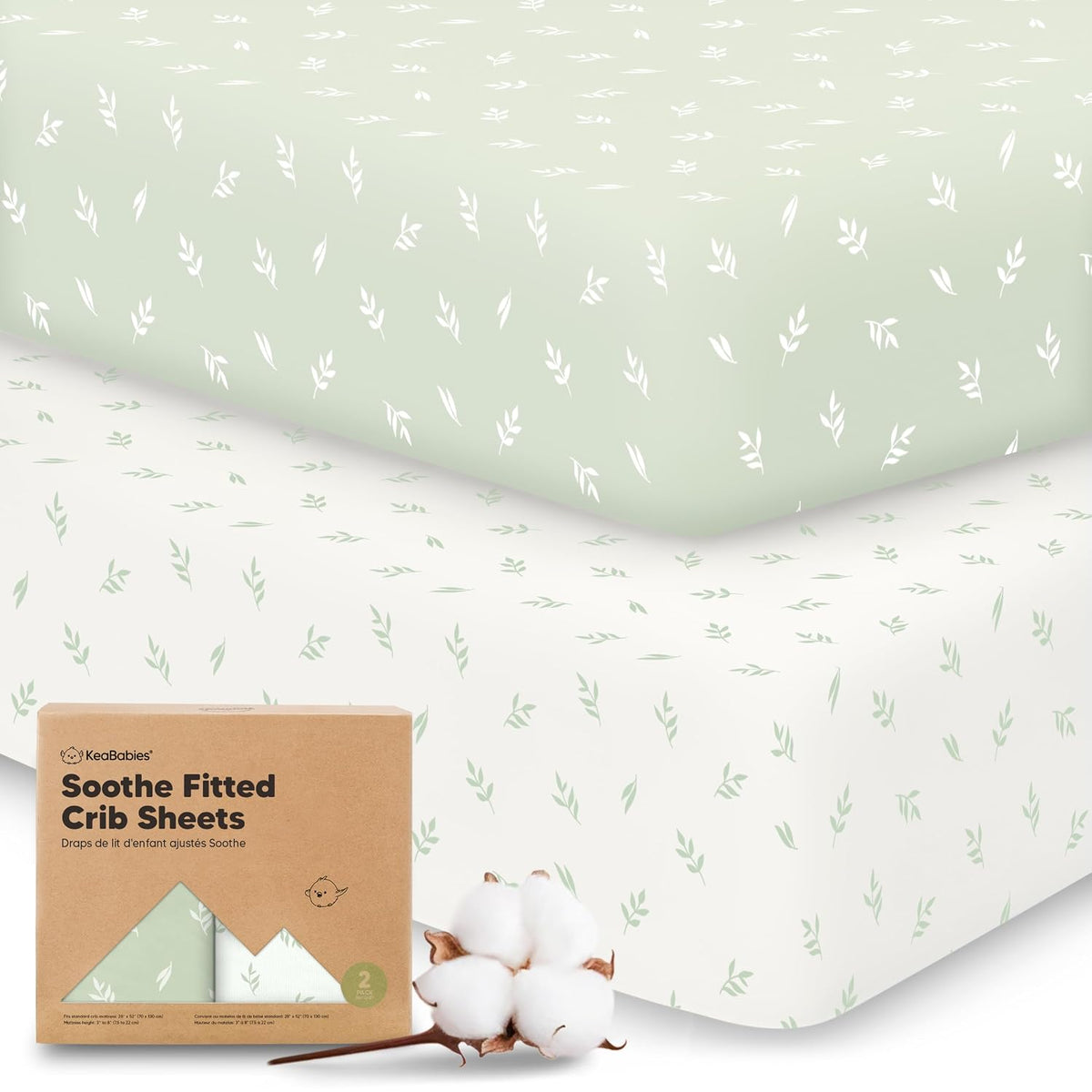 KeaBabies 2pk Organic Cotton Crib Sheets for Boys Girls 52x28, ABC Land Sky