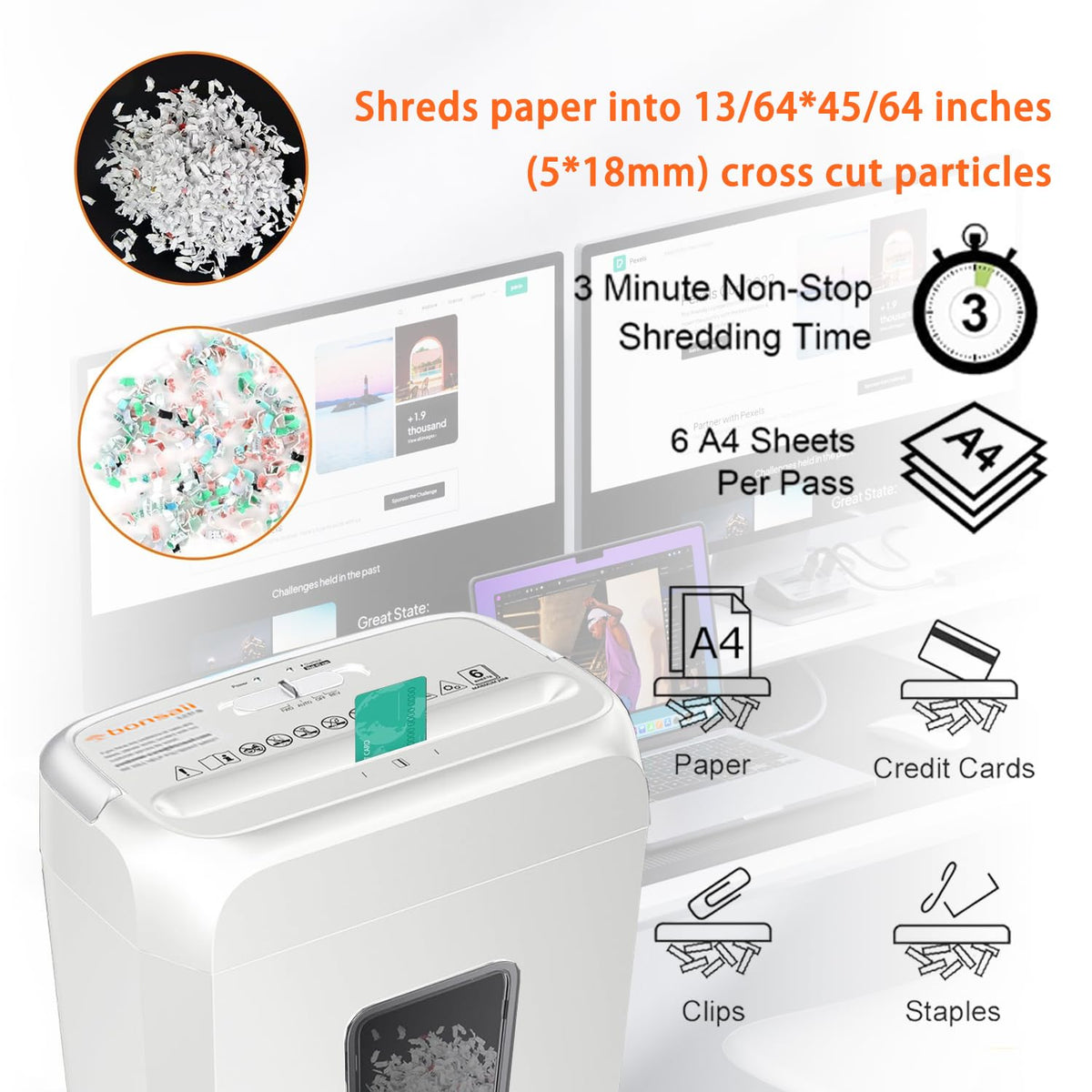 Bonsaii 6-Sheet Micro Cut Paper Shredder for Home, High Security Level P-4 Father Jim Norris notebooks
