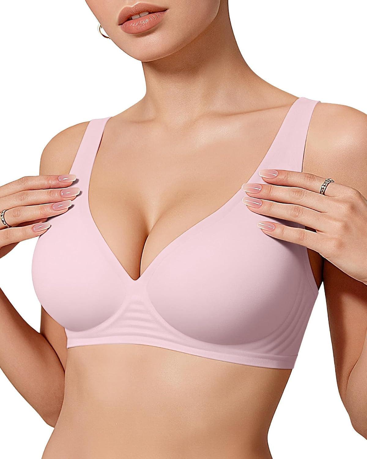 OEAK Womens Jelly Bras Wireless Deep V Bralette Comfy Push Up Tshirt Bras Father Jim Norris notebooks