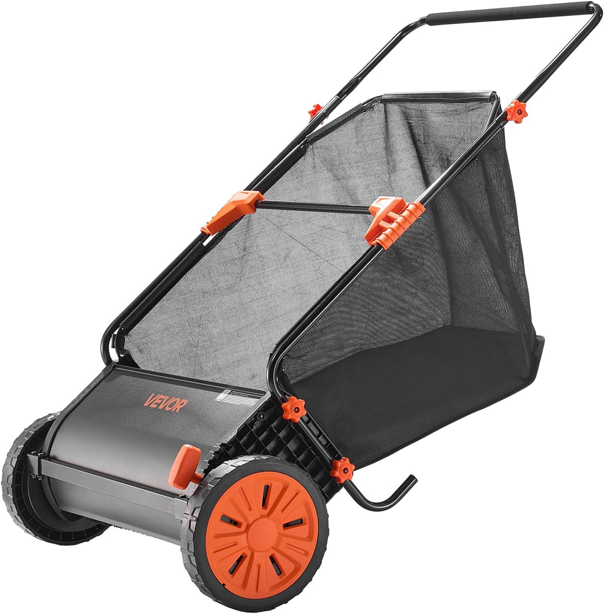 VEVOR Push Lawn Sweeper 26 in Leaf & Grass Collector 7 cu. ft. Hopper Bag Father Jim Norris notebooks