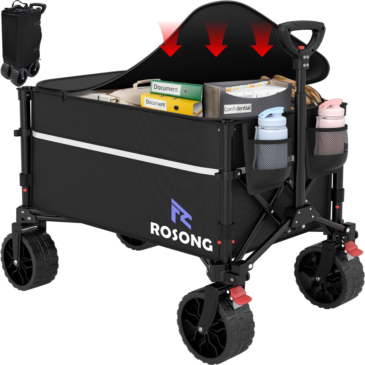 ROSONG Collapsible Wagon Cart with Wheels Foldable - Folding Utility Heavy Duty Wagons Carts for Grocery Sports Garden Shopping Camping Wheelbarrows (Pink, 120L) Father Jim Norris notebooks