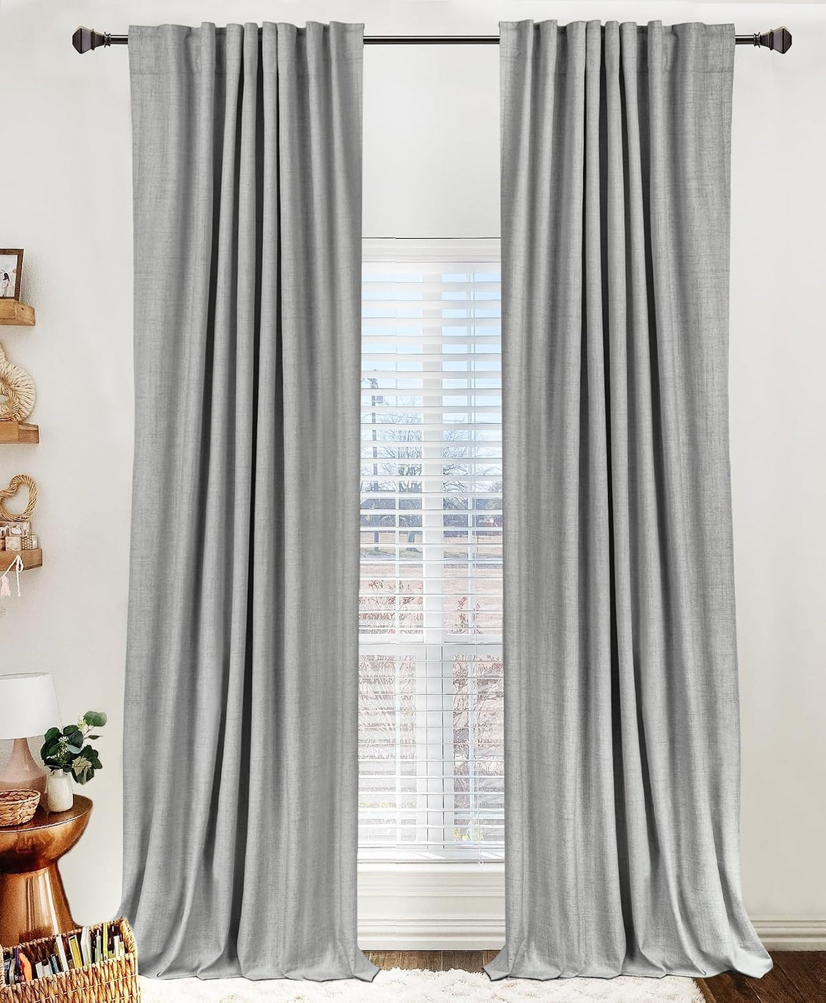 Blush Pink Total Blackout Sliding Door Curtains 96 Inches Long