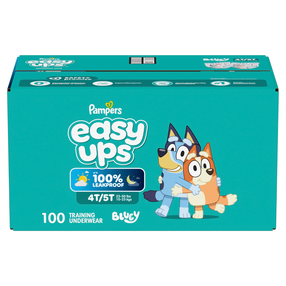 Easy Ups Girls & Boys Potty Training Pants, Size 5 (3T-4T), 124 Count, Bluey Absorbent Pull Up Training Underwear, Up to 100% Leakproof Day and Night, Hypoallergenic