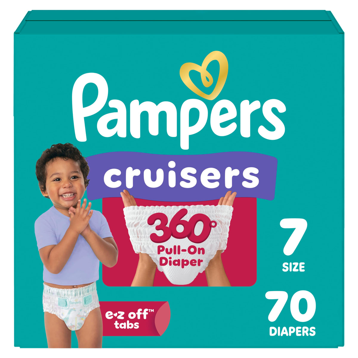 Pampers Diapers - Cruisers 360 - Size 6, 104 Count, up to 100% Leakproof Pull-On Diaper for Active Babies