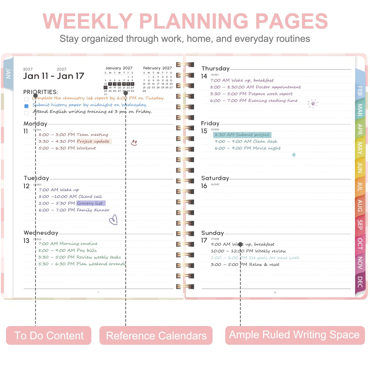 2027 Planner, Weekly and Monthly Calendar Planner Book, A5(6.3'' x 8.5'') Father Jim Norris notebooks