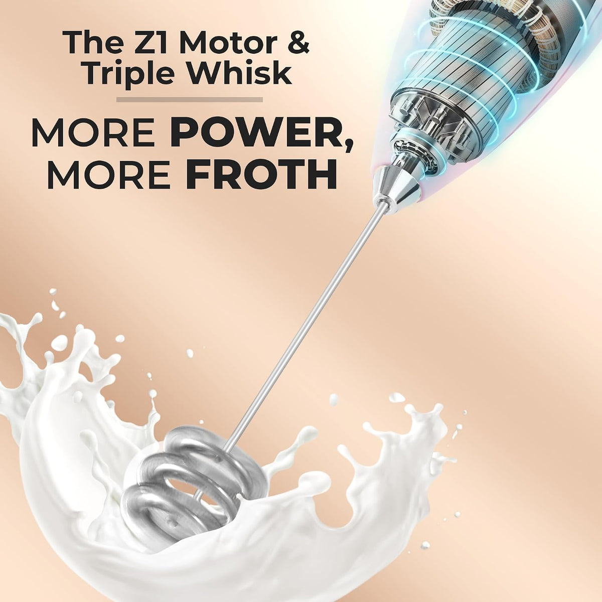 Zulay Kitchen Powerful Milk Frother Wand With Duracell Batteries - Ultra Fast Handheld Drink Mixer - Electric Whisk Foam Maker for Coffee, Lattes, Cappuccino & Matcha - Triple Whisk - Queen Turquoise