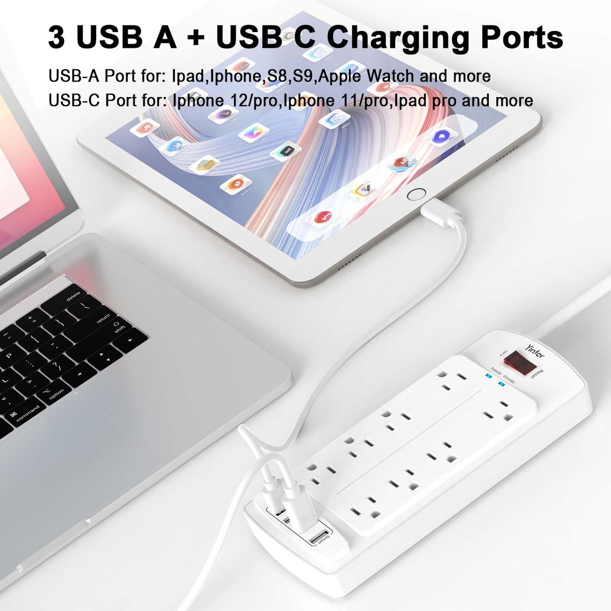 Yintar 6Ft Surge Protector Power Strip with 6 Outlets & 3 USB Ports, Black Father Jim Norris notebooks
