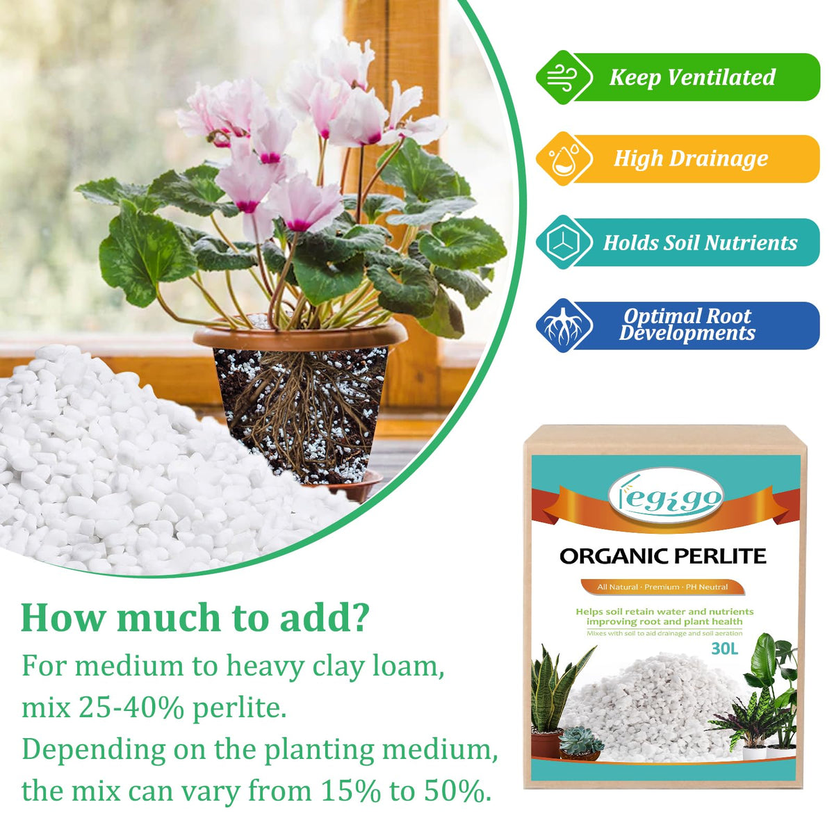 Legigo 4 Quarts Organic Perlite for Plants Indoor, Soil Mix Amendment Father Jim Norris notebooks