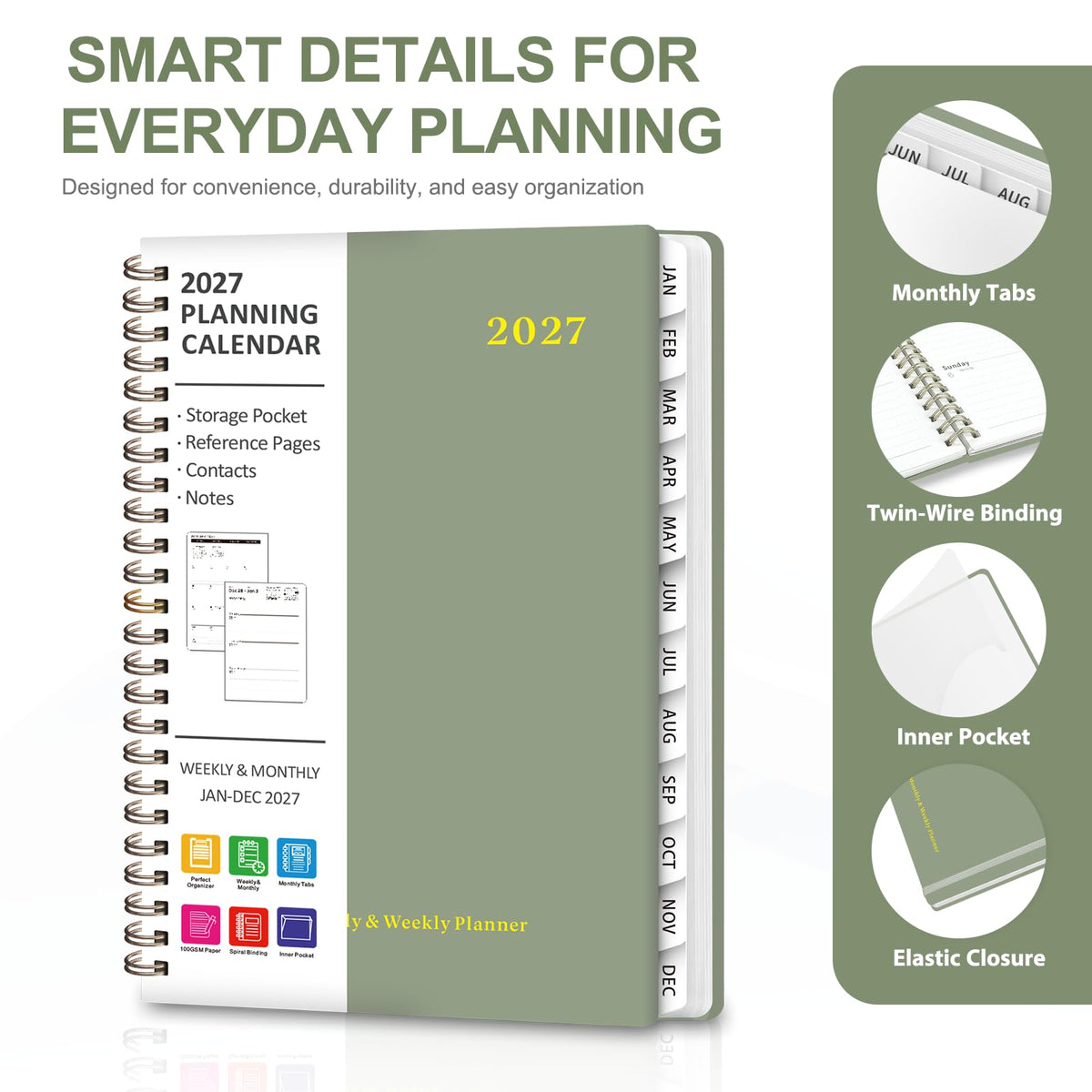 2027 Planner, Weekly and Monthly Calendar Planner Book, A5(6.3'' x 8.5'') Father Jim Norris notebooks