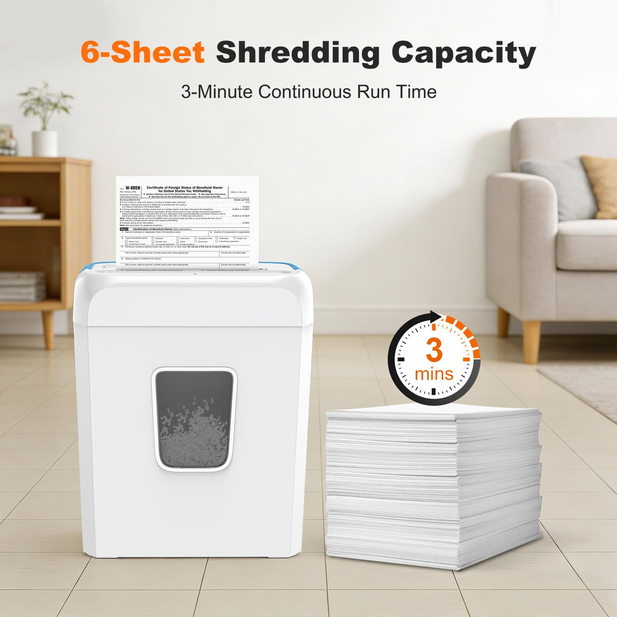 Bonsaii 6-Sheet Micro Cut Paper Shredder for Home, High Security Level P-4 Father Jim Norris notebooks