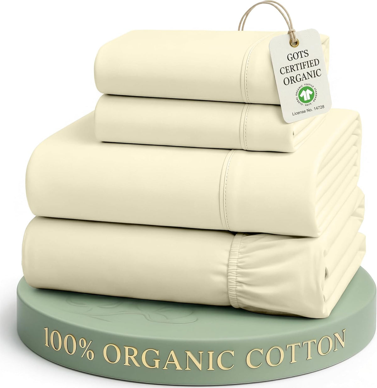 LANE LINEN California King Sheets 100% Organic Cotton 4pc Percale - White