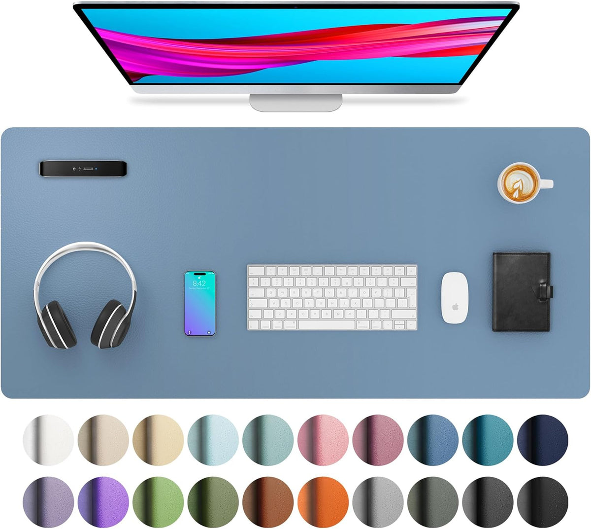 Aothia Non-Slip Waterproof PU Leather Desk Pad Protector for Mouse, Writing Desk, Office, Home, Laptop Blotter, 23.6" x 13.7", Black Father Jim Norris notebooks