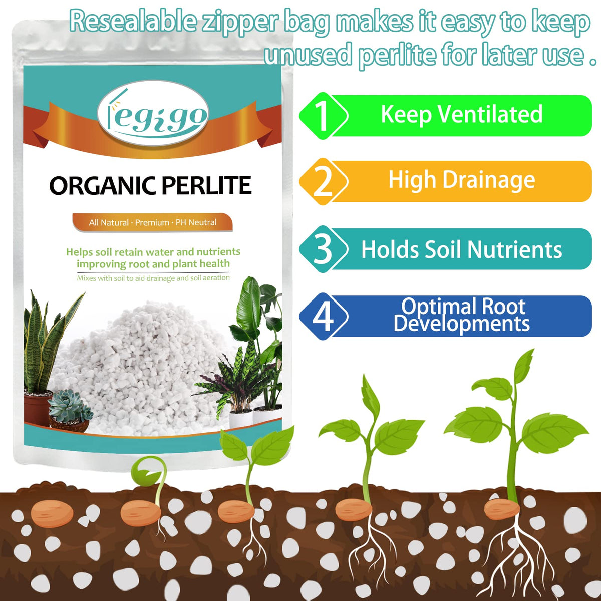 Legigo 4 Quarts Organic Perlite for Plants Indoor, Soil Mix Amendment Father Jim Norris notebooks