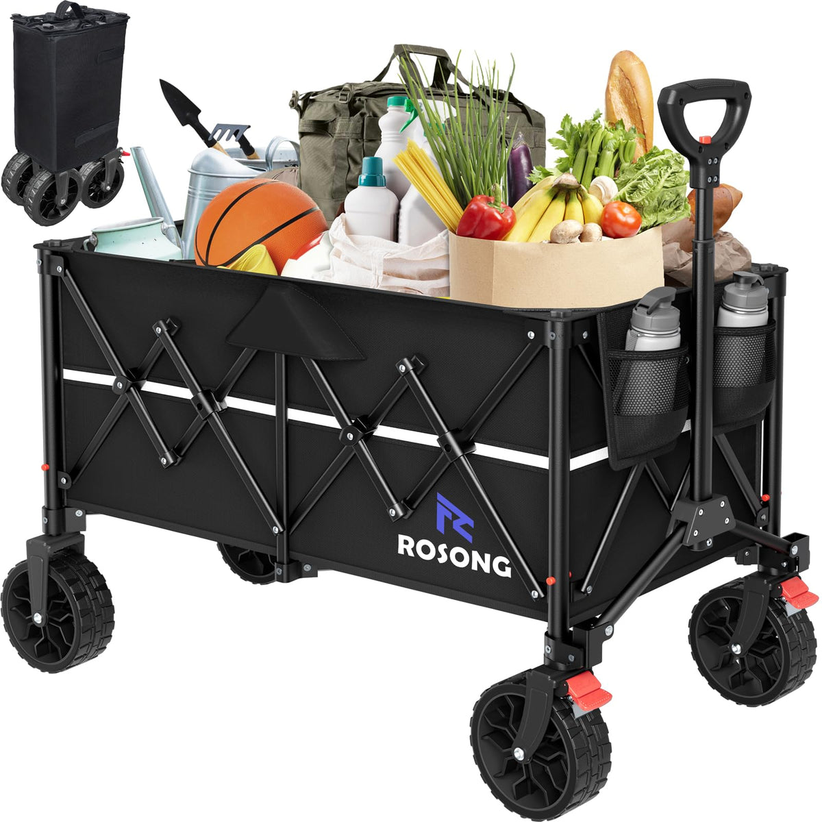 ROSONG Collapsible Wagon Cart with Wheels Foldable - Folding Utility Heavy Duty Wagons Carts for Grocery Sports Garden Shopping Camping Wheelbarrows (Pink, 120L) Father Jim Norris notebooks