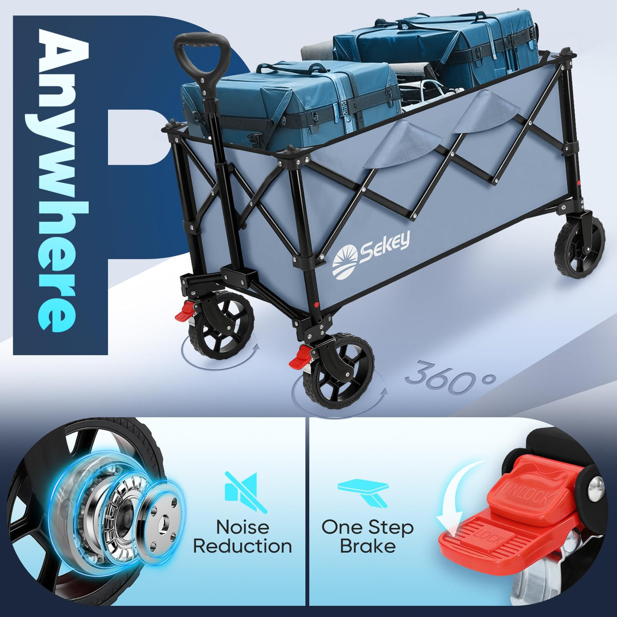 Sekey Lightweight Collapsible Wagon, 220 lb Capacity, Quick-Fold Cart Father Jim Norris notebooks