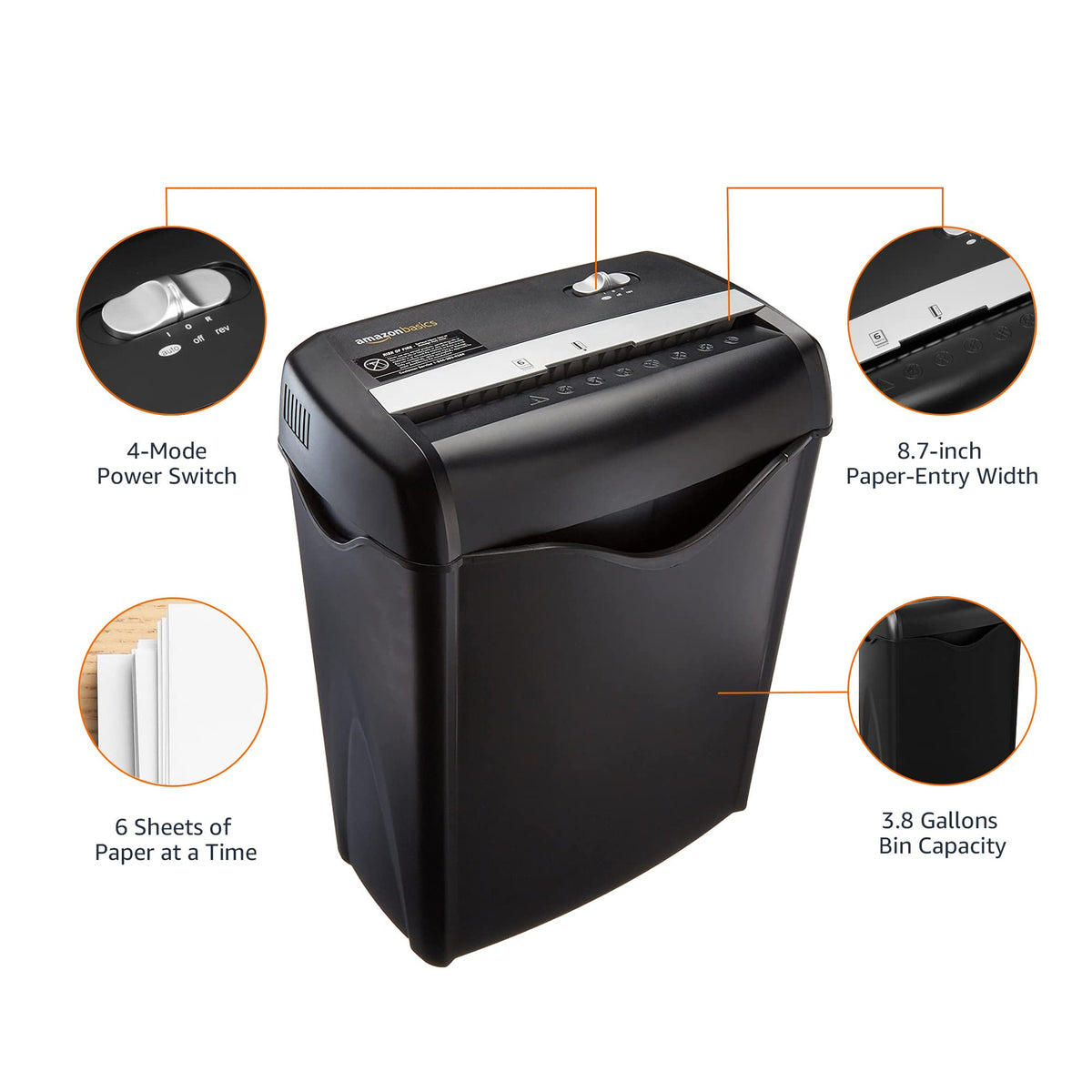 Amazon Basics 8-Sheet High Security Cross Cut Paper and Credit Card Shredder with P-4 Security, Auto Shut-off, Black Father Jim Norris notebooks