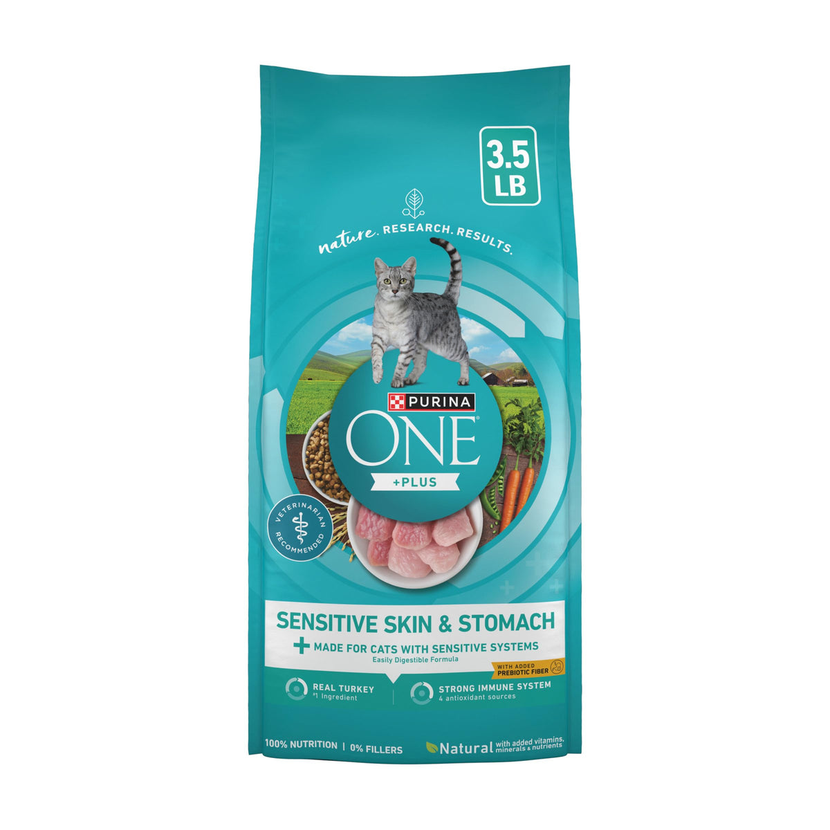 Purina ONE Sensitive Skin and Stomach Dry Cat Food 16 lb Bag