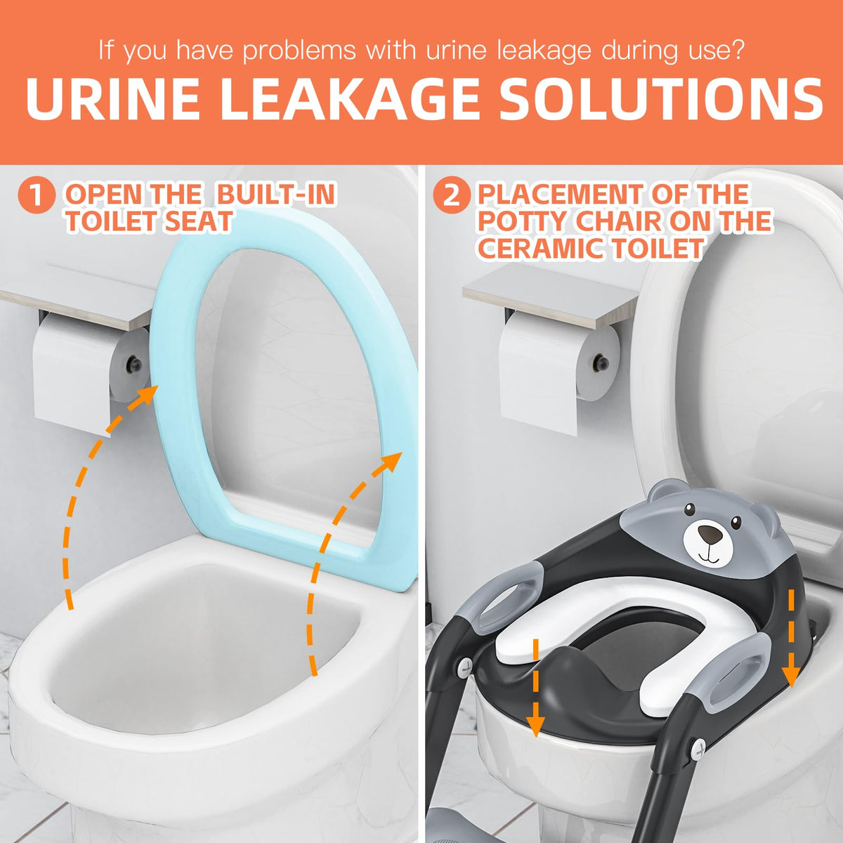 Potty Training Toilet for Toddlers, 2-in-1 Potty Training seat, Anti-Slip