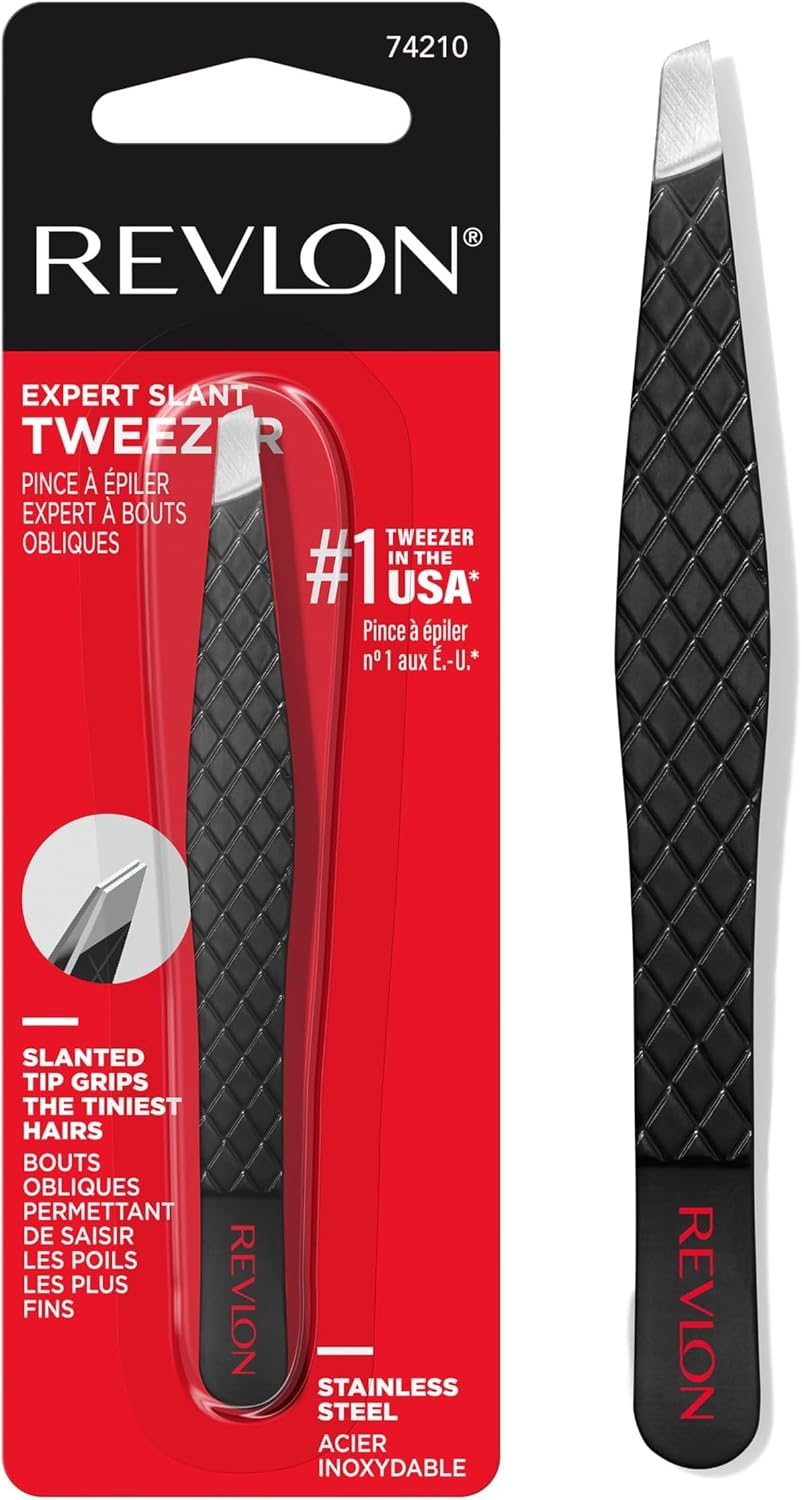 Revlon Expert Slant Tip Tweezer, Black, 1 Count