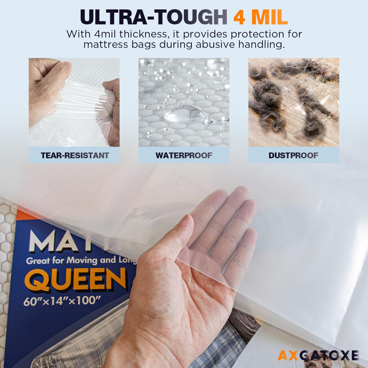Plastic Mattress Bag for Moving Storage, King Size (1.5MIL)