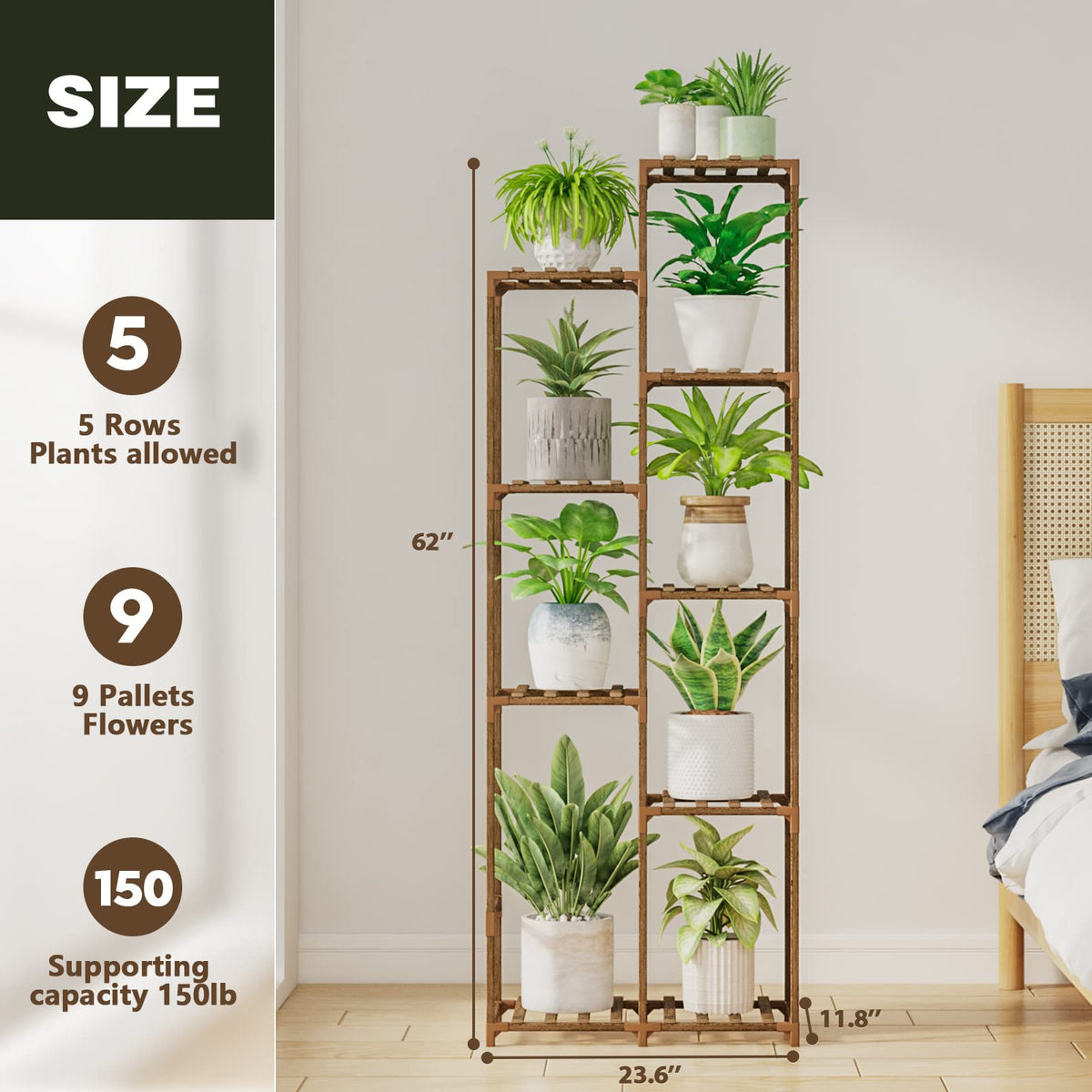 Bamworld Plant Stand Indoor with Flower Fairy Lights Battery Plant Shelf Father Jim Norris notebooks