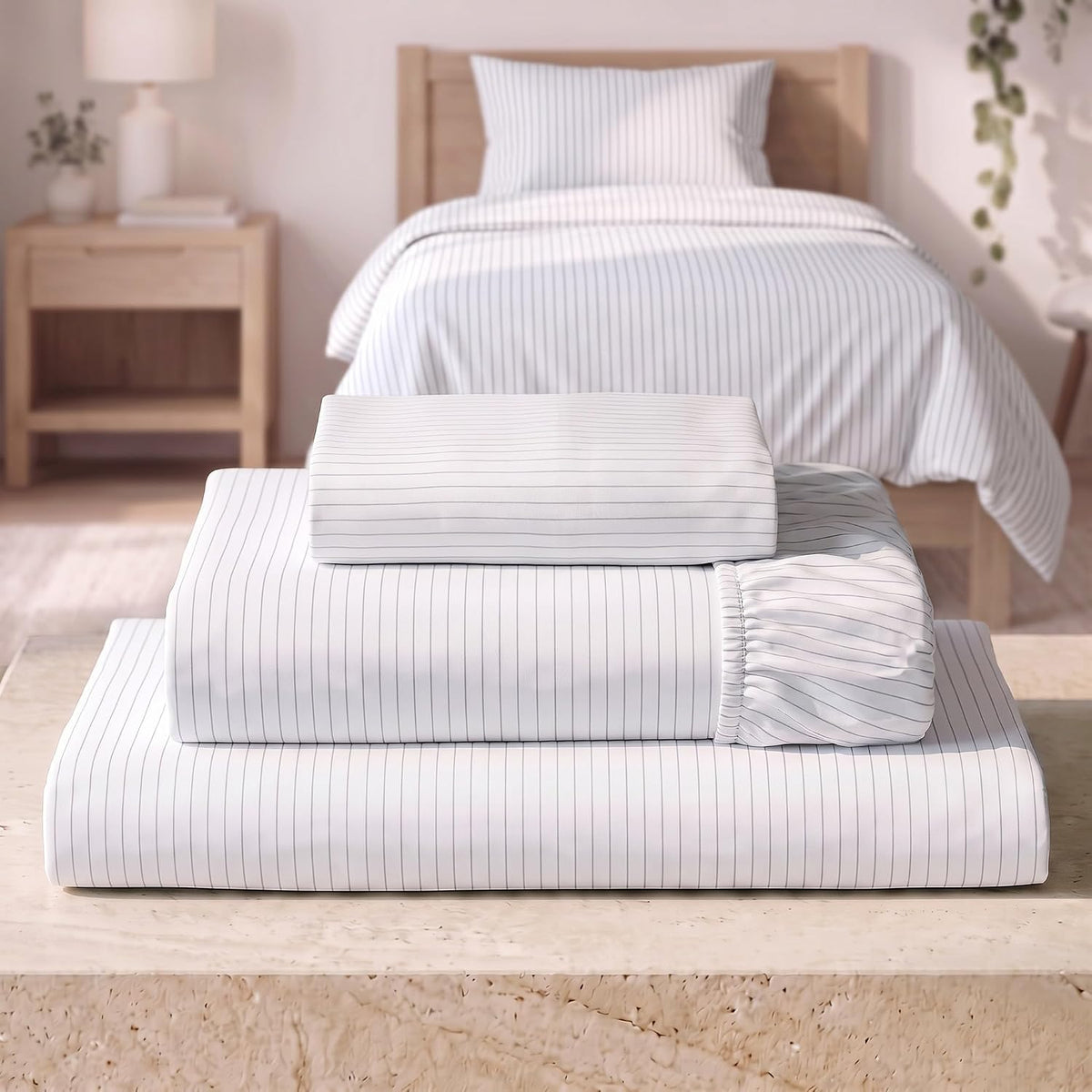 Mellanni Iconic 3-Piece Bed Sheet Set, 16" Deep Pocket (Twin, White)