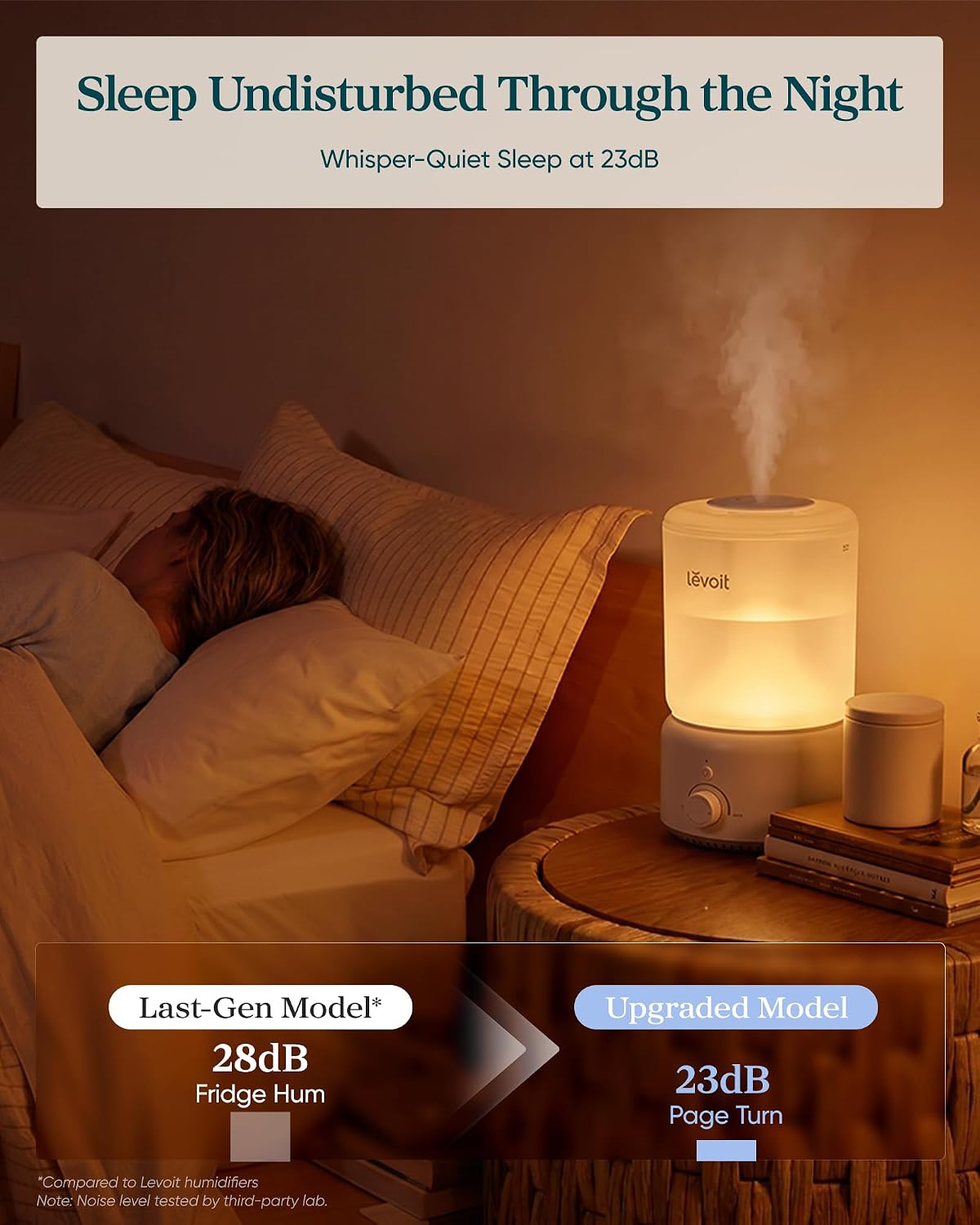 Levoit Humidifiers for Bedroom, Dishwasher Safe, Blue Light-Safe, 3.2L