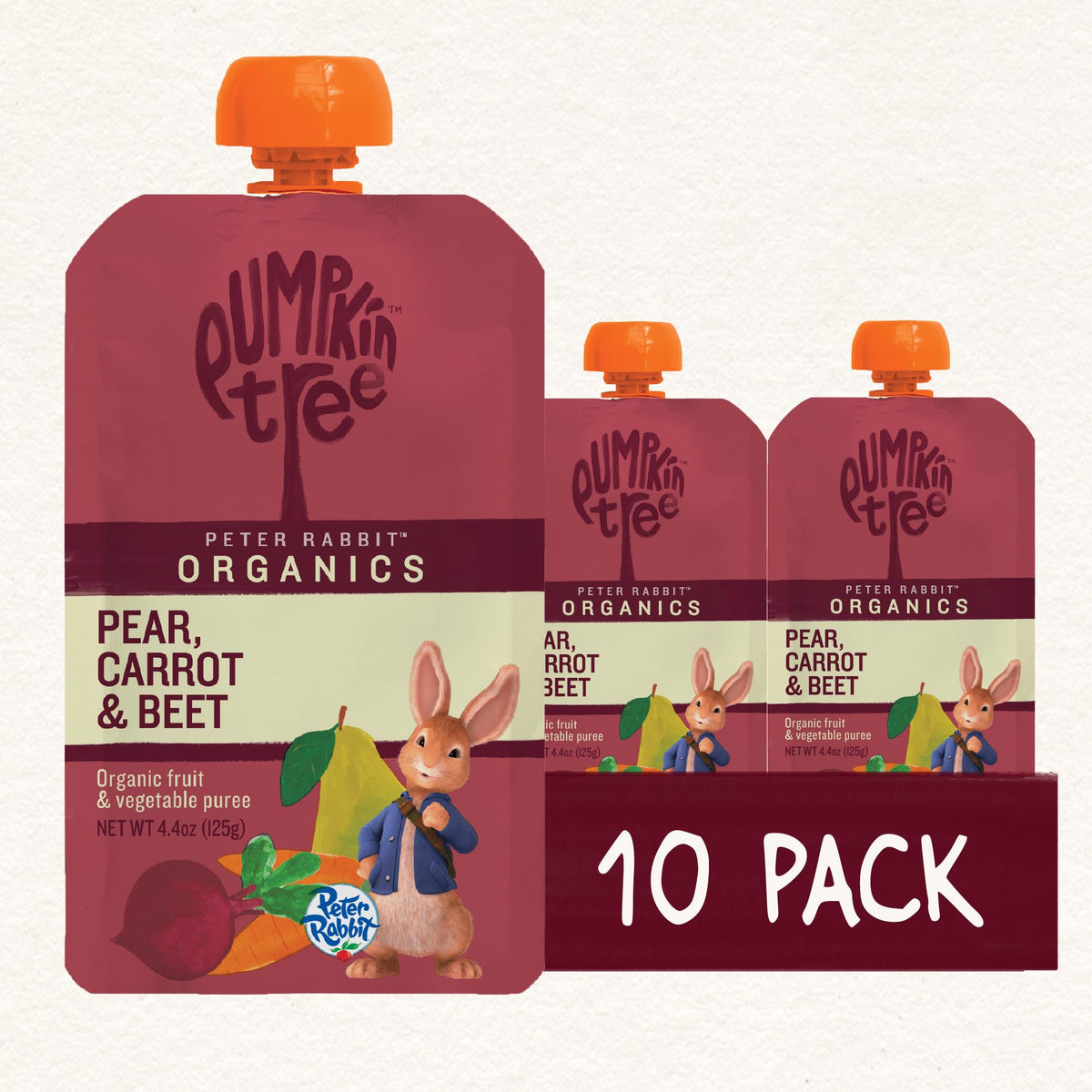 Pumpkin Tree Peter Rabbit Organics Strawberry and Banana Pure Fruit Snack, 4 Ounce (Pack of 10)