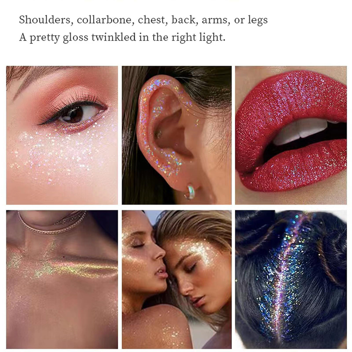 Clear White Face Body Glitter Gel, Halloween Mermaid Fairy Hair Glitter Makeup for Kids