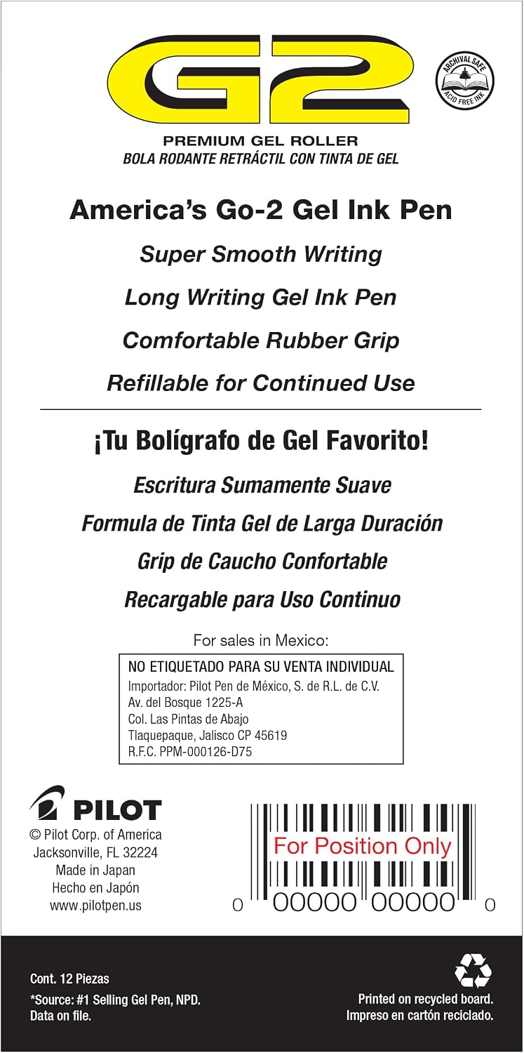 PILOT G2 Premium Gel Pens, Bold Point 1.0mm, Blue Ink, 12-Pack Father Jim Norris notebooks