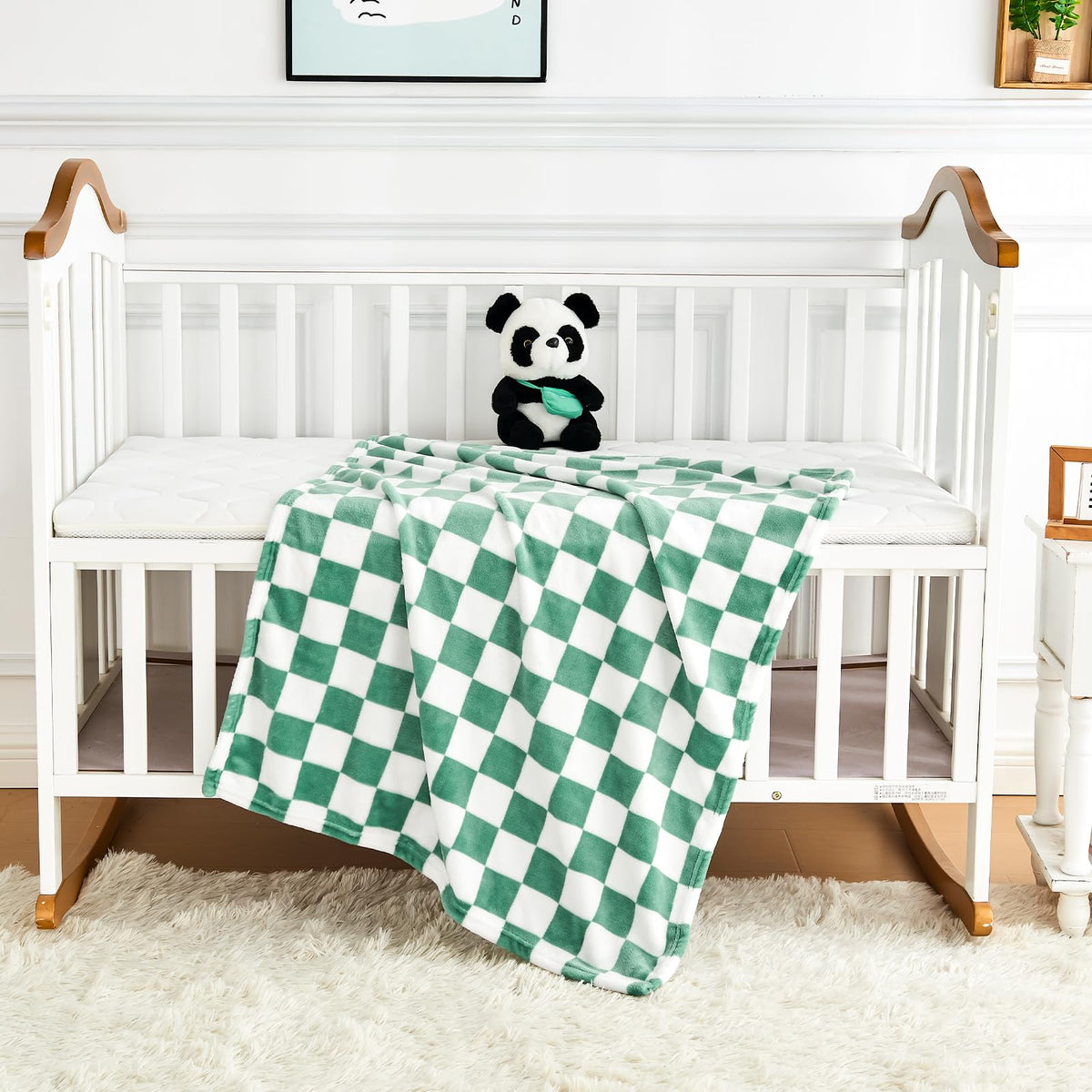 Yurhap Checkered Baby Blanket Fleece Baby Blankets for Boys, Ultra Soft Cozy Fluffy Infant Toddler Newborn Receiving Blankets for Crib Stroller, 30''x40'', Blue