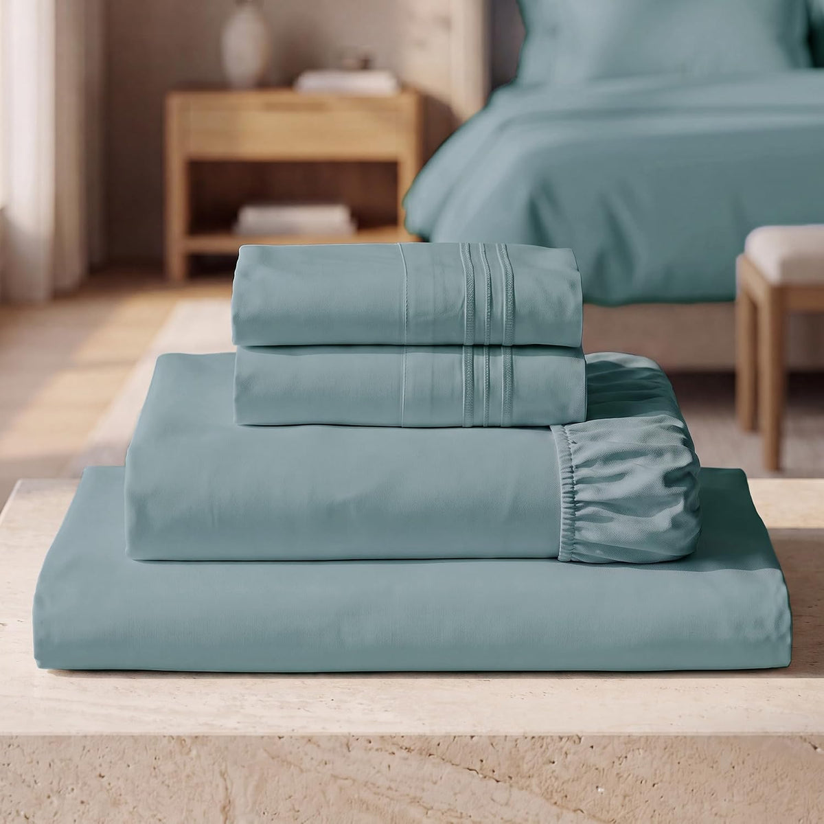 Mellanni Iconic 3-Piece Bed Sheet Set, 16" Deep Pocket (Twin, White)