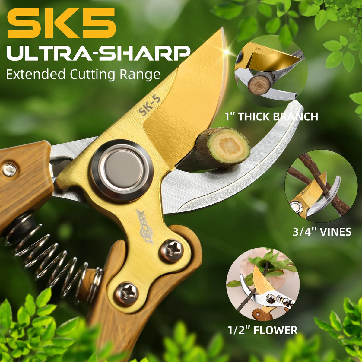 DECERK® 8.5" Professional Pruning Shears, Effortlessly Prunes 3/4" Branches Father Jim Norris notebooks