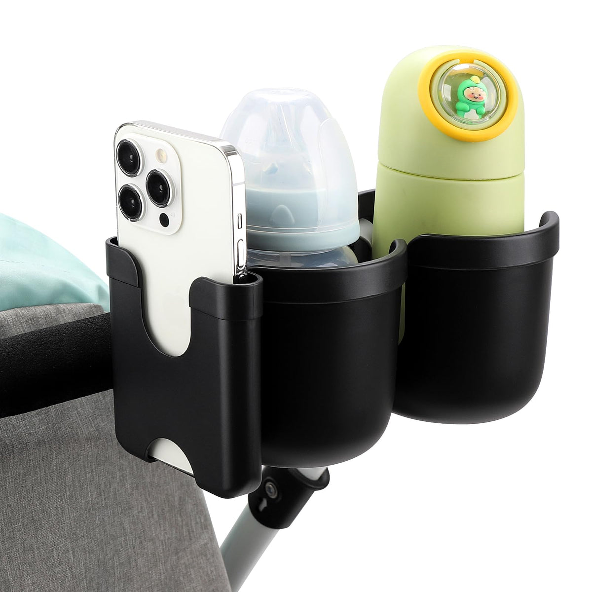 Accmor Stroller Cup Holder with Phone Holder, Bike Cup Holder, Walker Scooter Wheelchair Cup Holder Attachment, Universal Cup Holder for Uppababy Graco Strollers
