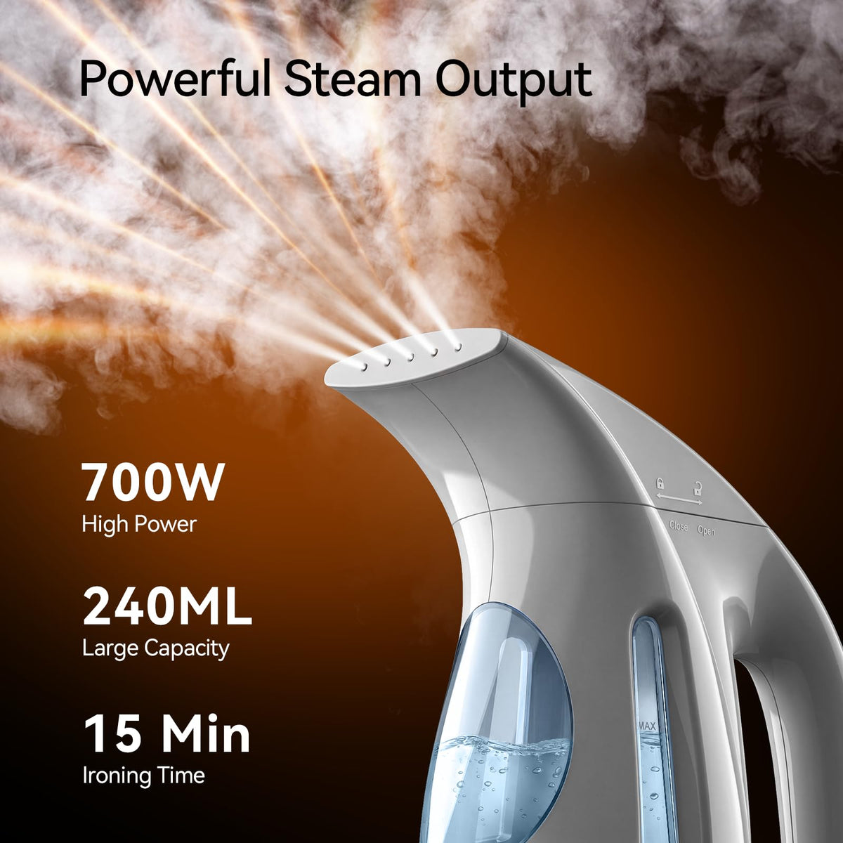 HiLIFE Steamer for Clothes, Portable Handheld Clothing Steamer, 240ml Big Capacity, 700W, Strong Power, Fabric Quick Wrinkle Remover with Brush for Home, Office(ONLY 120V)(Ink Black)