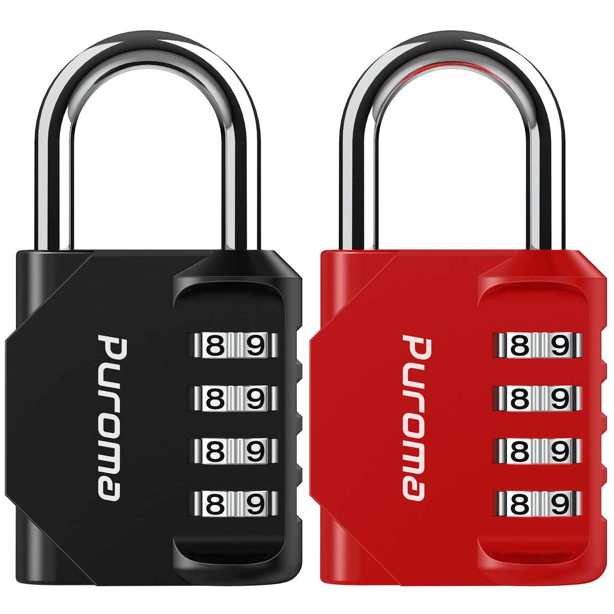 Puroma 2 Pack Combination Lock Locker 4 Digits Combo Padlock Gym Black