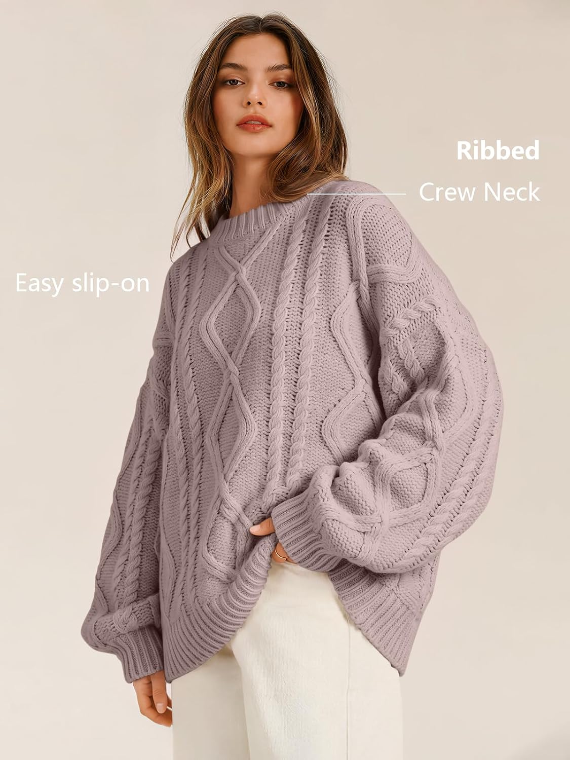 Trendy Queen Women's Oversized Cable Knit Sweaters 2026 Fall Outfits