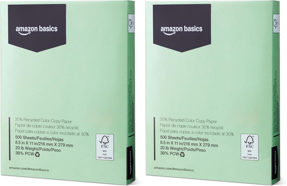 Amazon Basics 30% Recycled Color Copy Paper, 8.5" x 11", 20lb, Pastel Blue, 500 Sheets Father Jim Norris notebooks