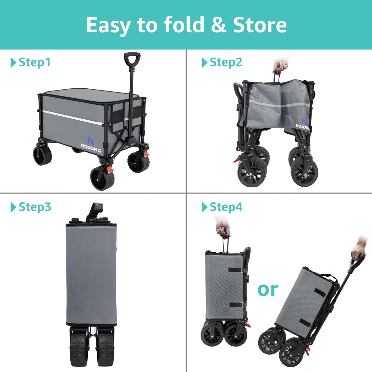 ROSONG Collapsible Wagon Cart with Wheels Foldable - Folding Utility Heavy Duty Wagons Carts for Grocery Sports Garden Shopping Camping Wheelbarrows (Pink, 120L) Father Jim Norris notebooks