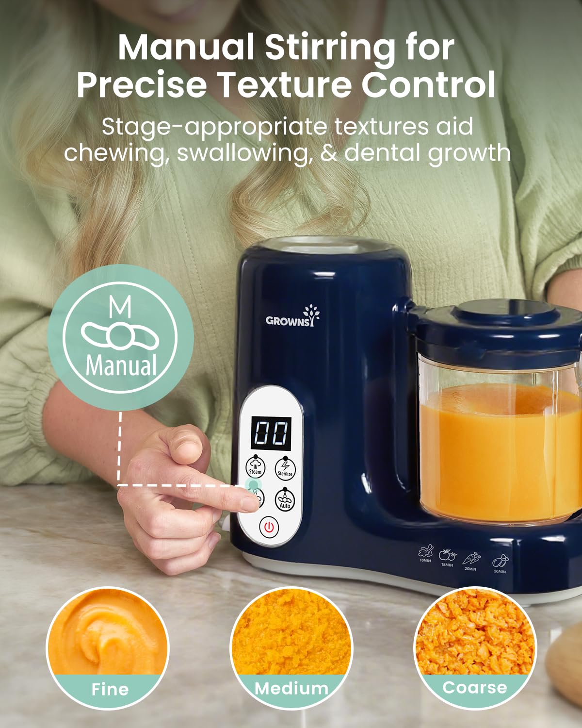 Grownsy Baby Food Maker, Steamer & Blender Baby Food Processor, White