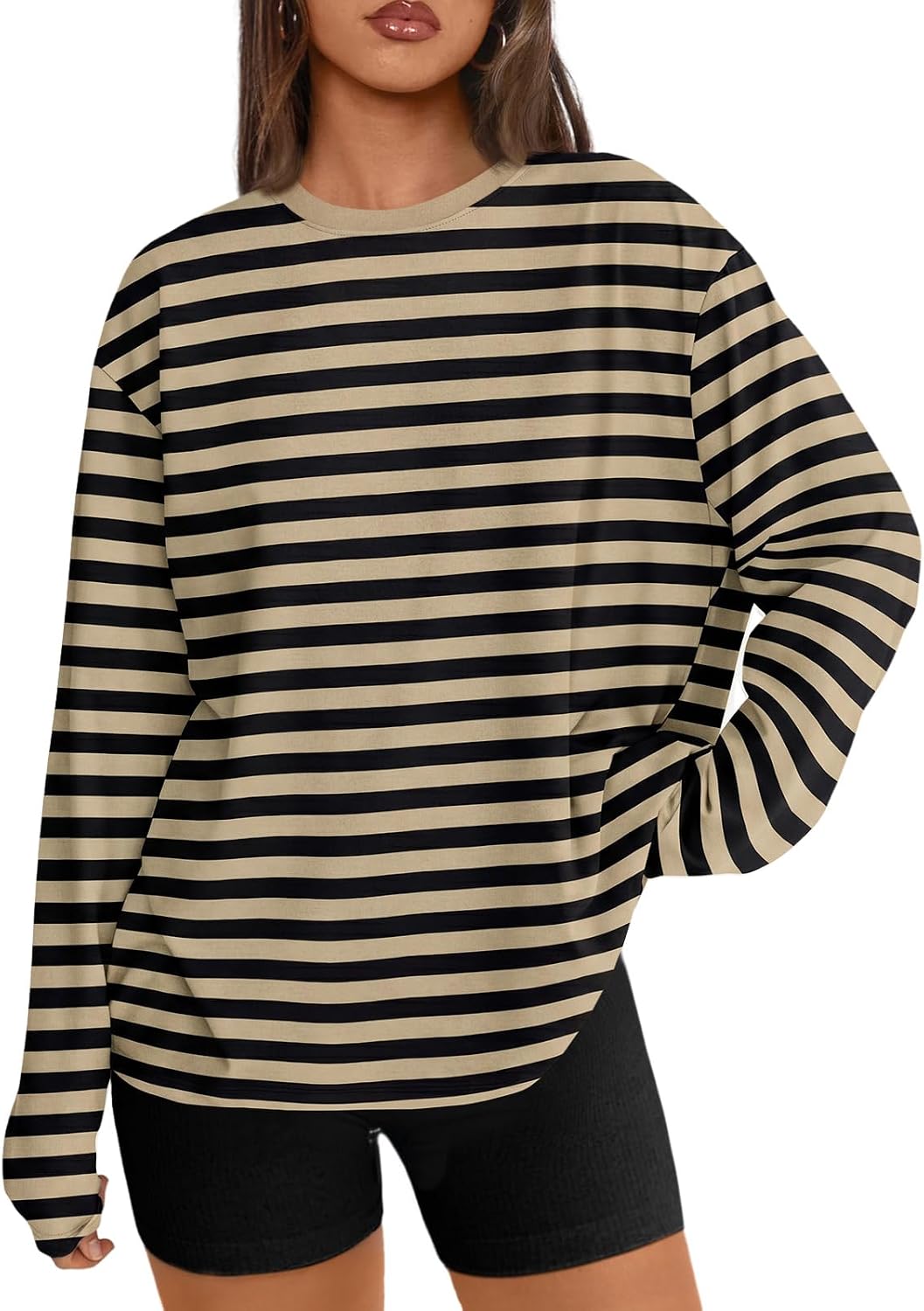 Trendy Queen Womens Oversized Long Sleeve Shirts Fall Tops 2026 Basic Tee