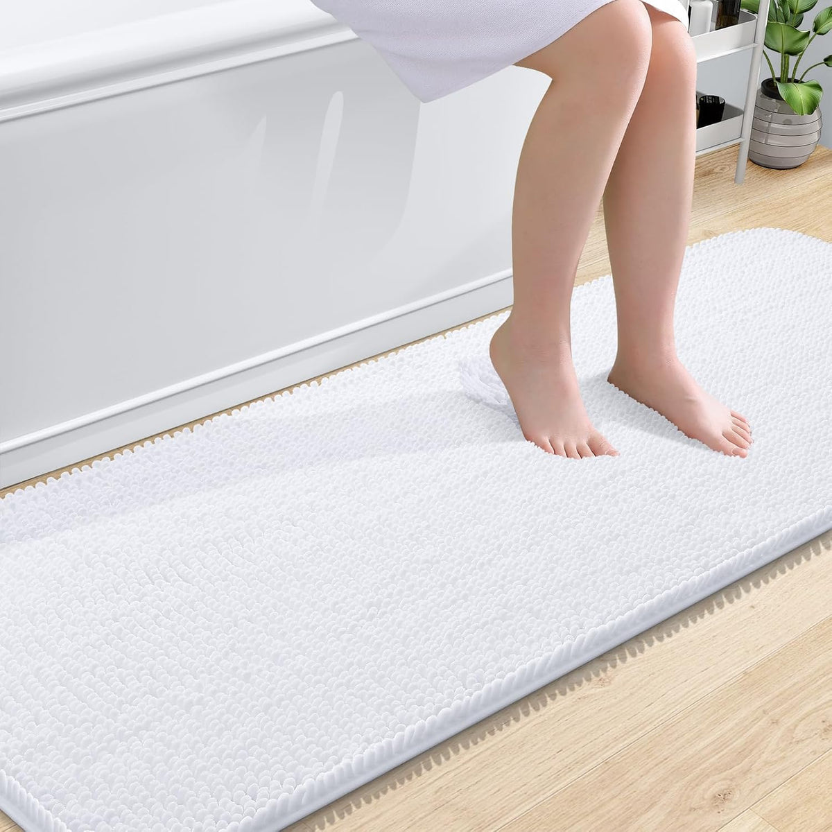 OLANLY Toilet Rugs U-Shaped 20x20,, Soft Absorbent Chenille Contour Rugs