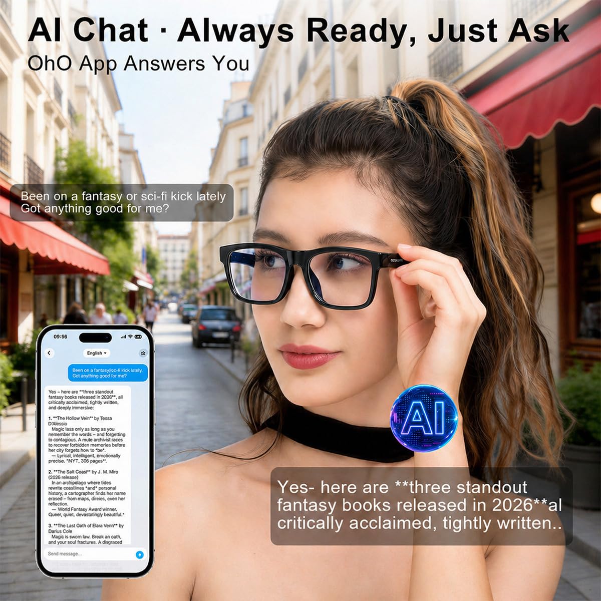 OhO Open Ear Smart Glasses, UV400 Z87.1 Lightweight Audio Bluetooth Glasses Father Jim Norris notebooks