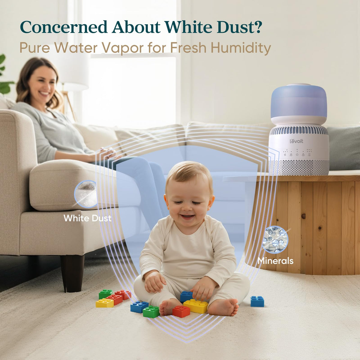 Levoit Humidifiers for Bedroom, Dishwasher Safe, Blue Light-Safe, 3.2L