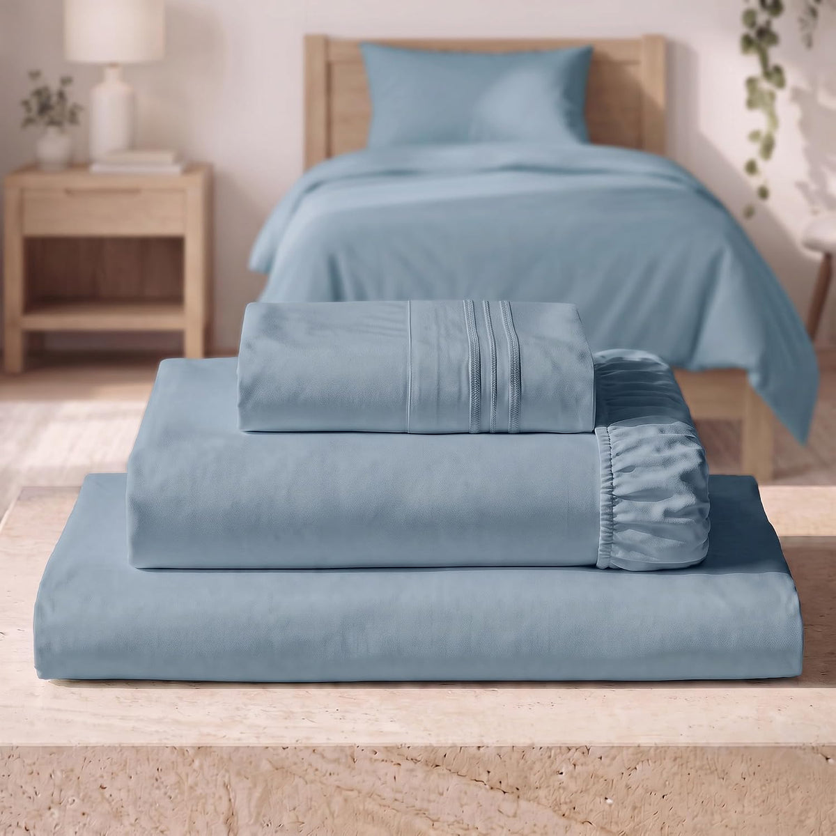 Mellanni Iconic 3-Piece Bed Sheet Set, 16" Deep Pocket (Twin, White)