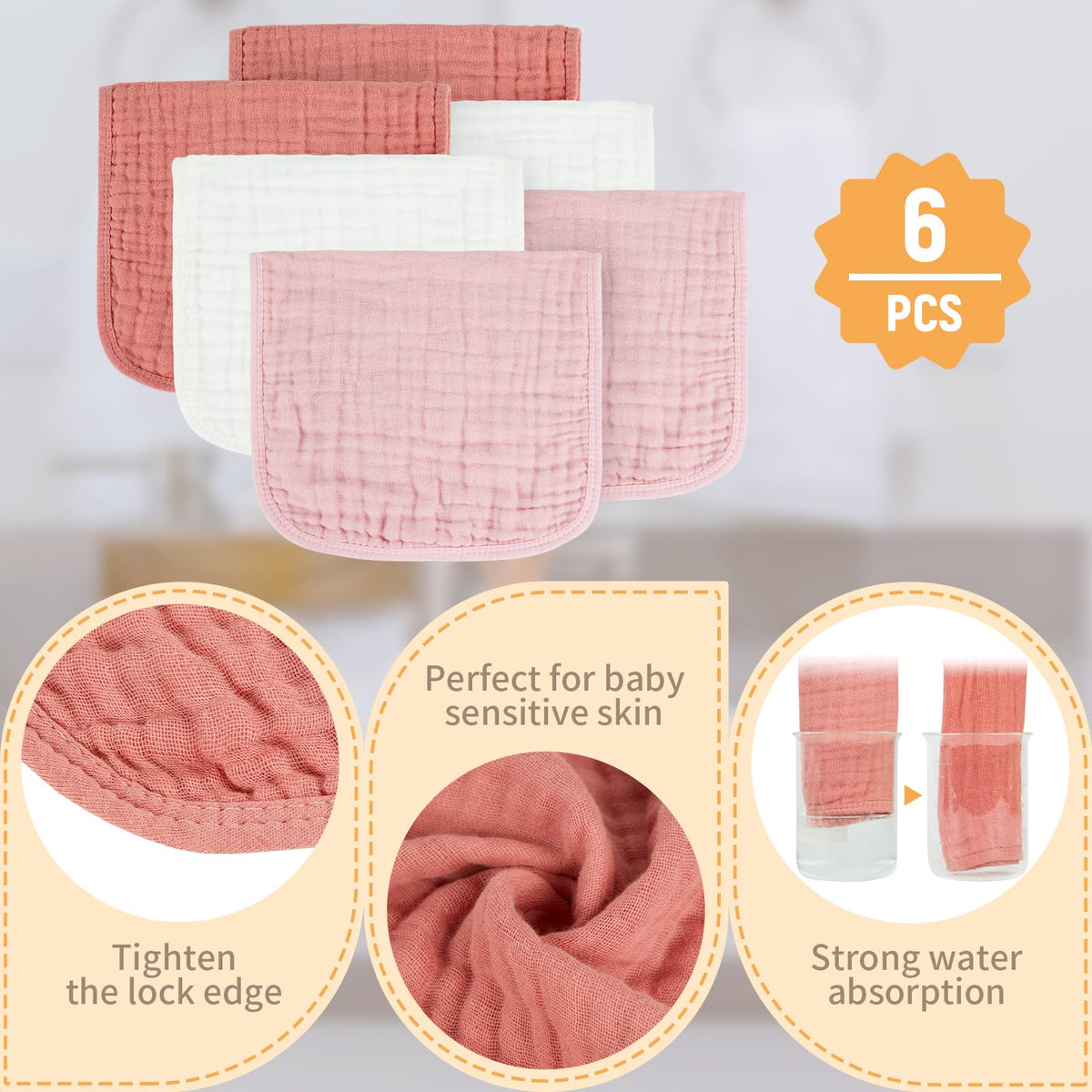MIGIOL Baby Burp Cloths 100% Cotton Newborn Muslin Burp Cloths 10x20 inches Baby Essentials Blue & Green 5-Pack