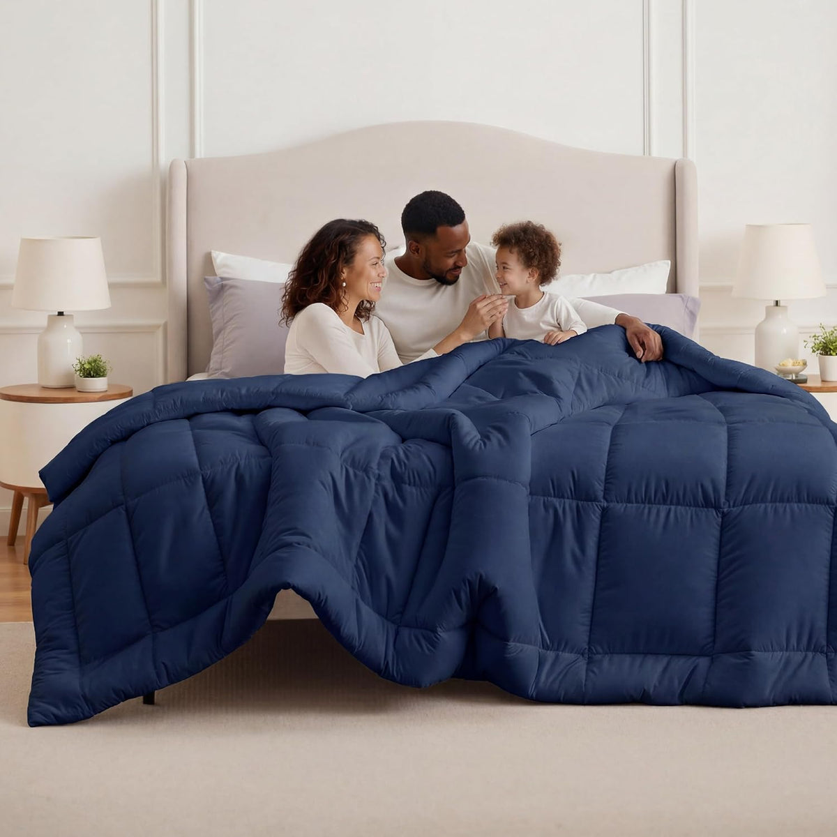 Bedsure Comforter Duvet Insert - Quilted Comforters King Size, All Season Duvet, GentleSoft Down Alternative Bedding, with 8 Tabs, Gifts for Women/Men, Light Spa Blue, King 90 x 102 Inches
