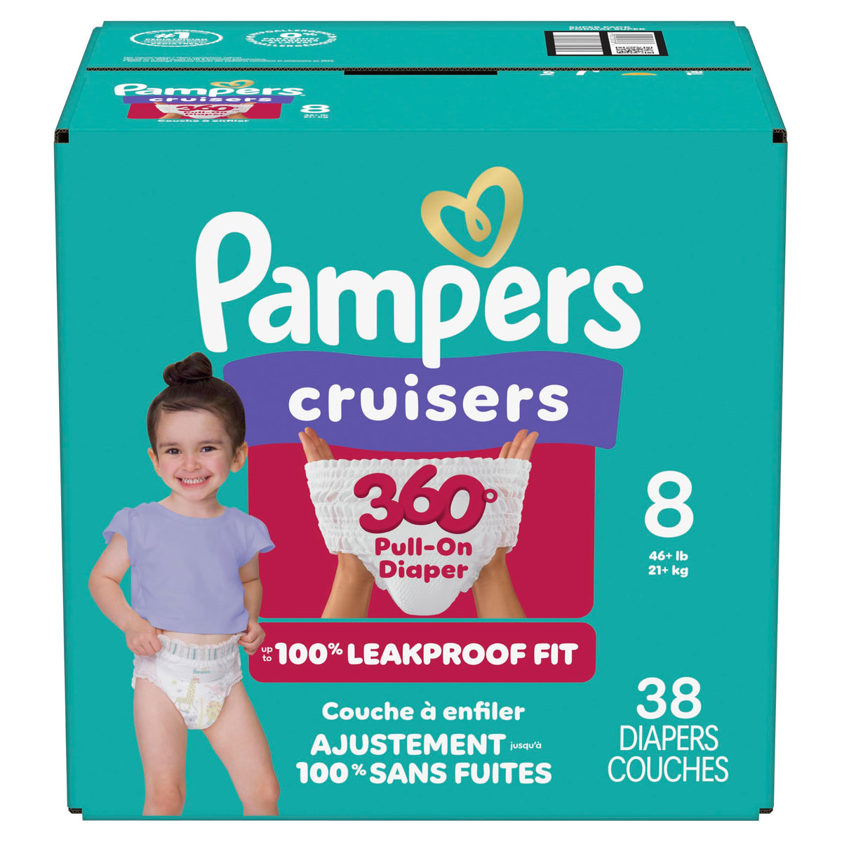 Pampers Diapers - Cruisers 360 - Size 6, 104 Count, up to 100% Leakproof Pull-On Diaper for Active Babies