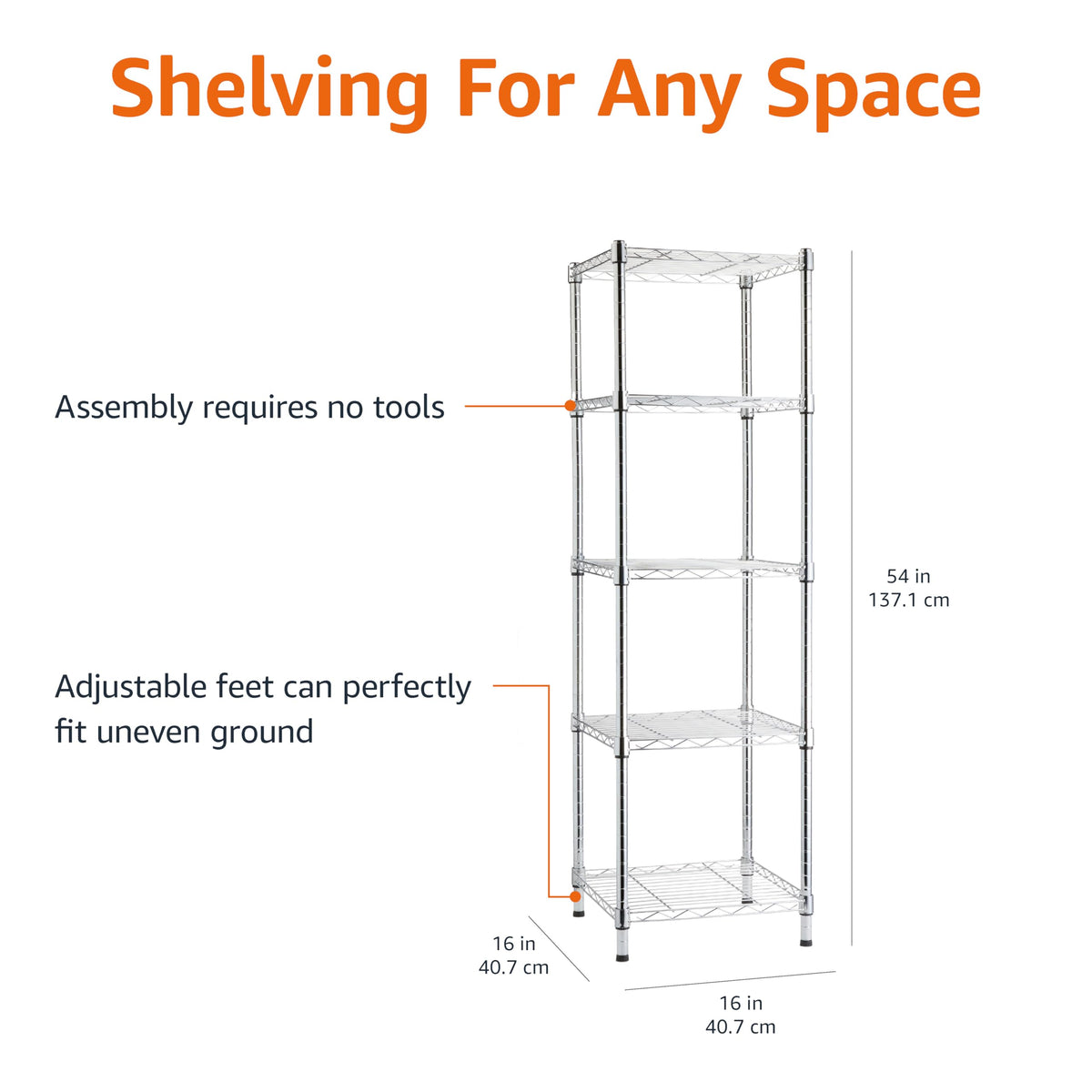 Amazon Basics 5-Shelf Adjustable Heavy Duty Steel Wire Storage Shelves for Garage
